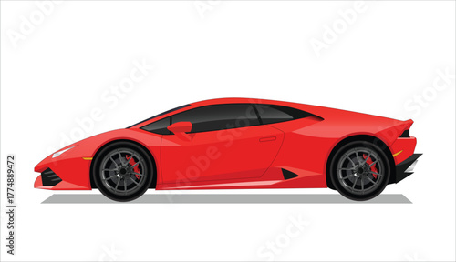 red Icon motor car art design side view vector template