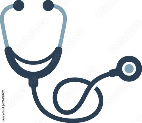 Medical stethoscope illustration for doctor and healthcare, diagnostic tool for hospital, clinic, cardiology and medical examination