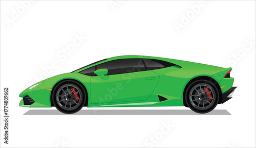 green Icon motor car art design side view vector template