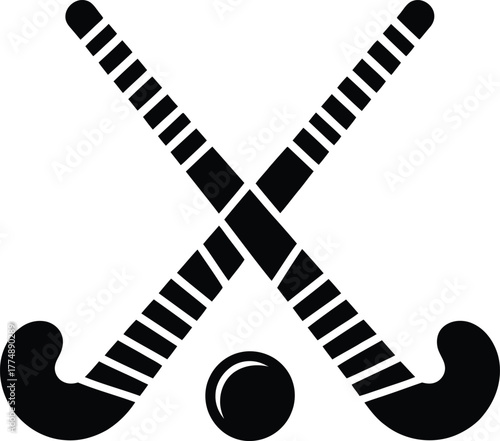 Two hockey sticks crossed with a ball.