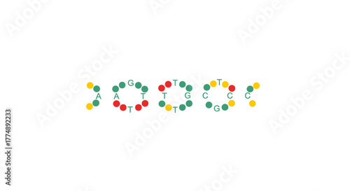 Abstract representation of DNA nucleotides forming a sequence.