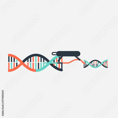 DNA strand being manipulated by a scientific device.