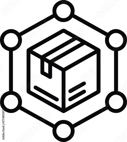 Package Distribution Network Icon | Connected Delivery and Logistics System Vector Design