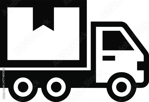 Delivery Truck Icon | Cargo Transport, Shipping, and Logistics Vehicle Vector Illustration