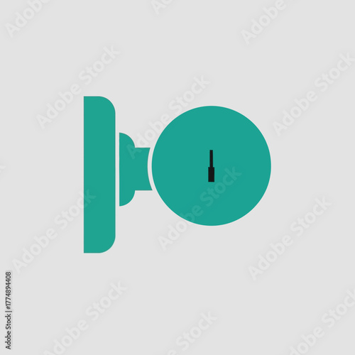 Teal doorknob with keyhole on a light gray background.