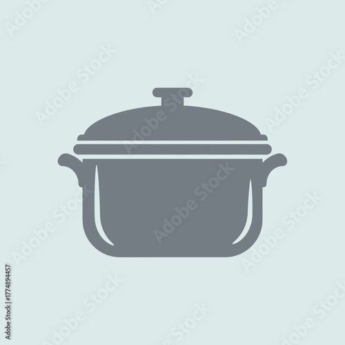 A simple gray pot icon on a light blue background.