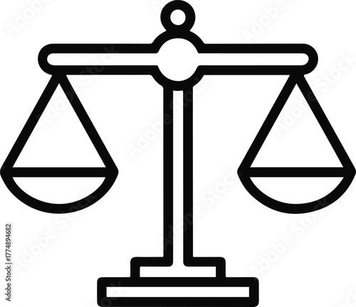 Balance Scale Icon — Justice and Law Symbol for Legal, Equality, and Fairness Concepts