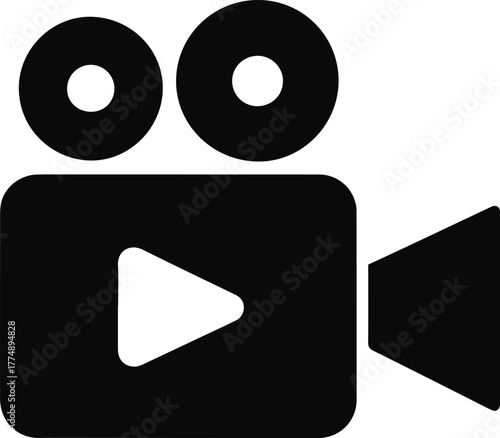 Video Camera Icon – Film Production and Media Recording Symbol
