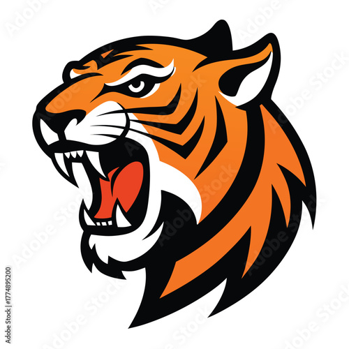 Roaring Tiger Mascot Logo with Bold Stripes
