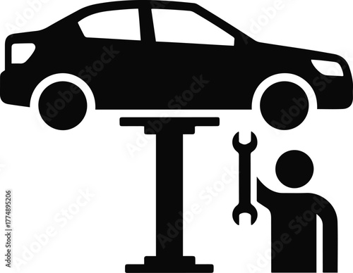 Car Repair Service Icon | Auto Mechanic and Workshop Vector Illustration
