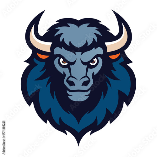 Strong Bison Mascot Logo with Shaggy Mane