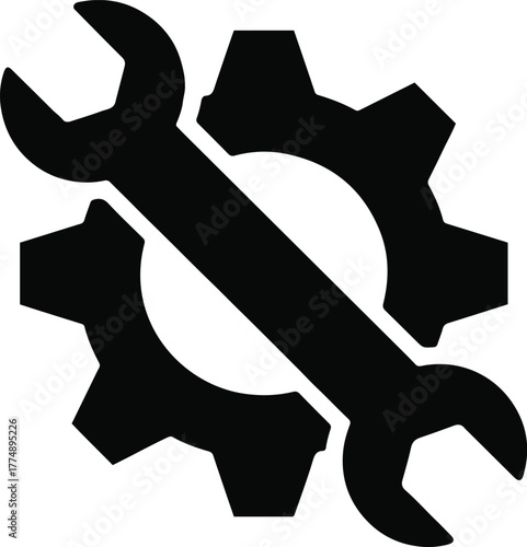 Gear and Wrench Icon | Engineering Maintenance and Technical Support Symbol