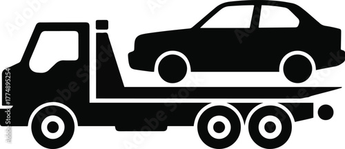 Tow Truck and Car Icon | Vehicle Transportation and Roadside Assistance Vector