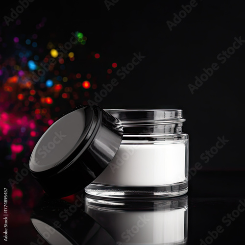 White Blank Cosmetic Jar On Dark Background for Skincare, Beauty, and Packaging Mockup