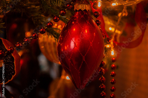 Merry Christmas 2026. Christmas tree decoration at home for Xmas with colorful decor and lights