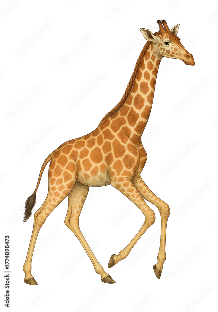 Fototapeta premium Realistic Giraffe Illustration | Safari Animal Artwork for Wildlife and Educational Design Projects
