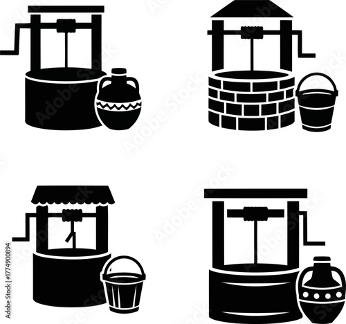 Collection of water well vector illustration graphic resource for designers and illustrators