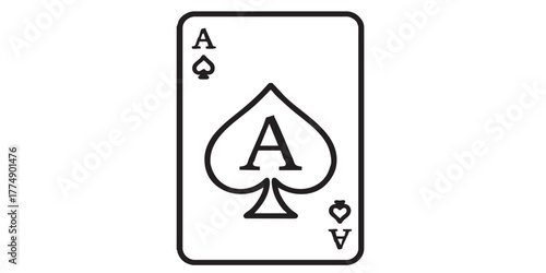 Ace of spades playing card outline icon vector
