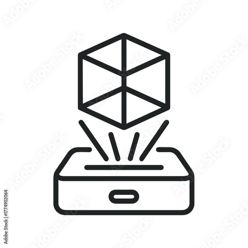 Holographic projection of a 3d cube from a device.