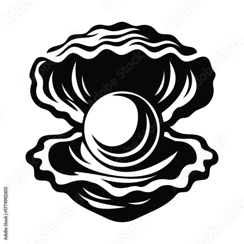 Elegant shell with a lustrous pearl illustration