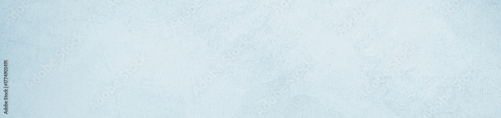 Fototapeta premium Light blue mint white concrete cement wall grungy surface texture background. Pale soft pastel shade. Painted plaster. Simple minimal. Blank empty template design. Christmas winter cold. Wide banner. 