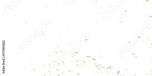 Abstract doted and confetti golden glitter particles splatter on transparent background. Luxury golden glitter confetti that floats down falling bokeh celebration background.	