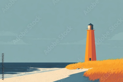 A lighthouse in a minimalist style with clean lines