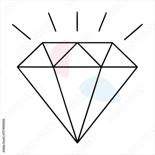 Diamond with radiating lines and pastel accents jewel