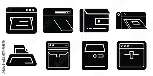 inbox silhouette vector icon set
