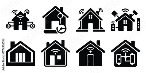 smart home silhouette icon set