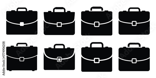 briefcase silhouette vector icon set