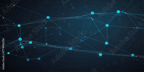 Abstract Network Connection Visualizing Digital Connectivity. A dynamic and visually captivating abstract image showcases a complex network of interconnected points and lines.	