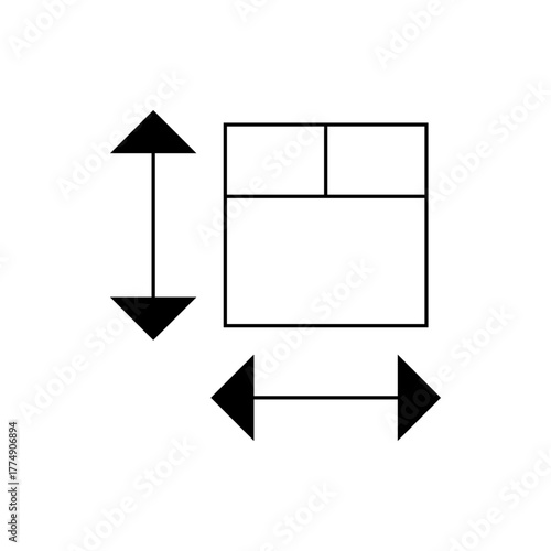 Illustration of a double bed with arrows indicating dimensions and size specifications for furniture design