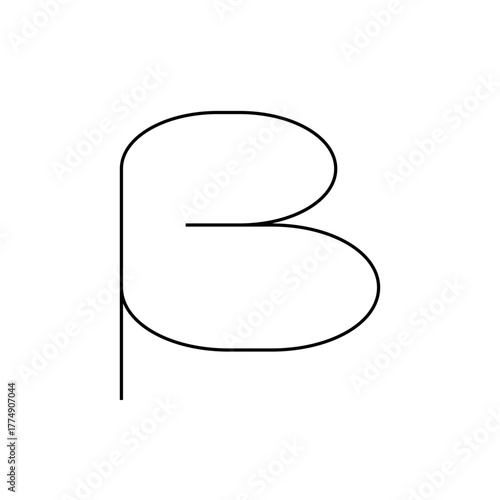 Illustration of a beta symbol with a simple black outline on a white background in a minimalist style