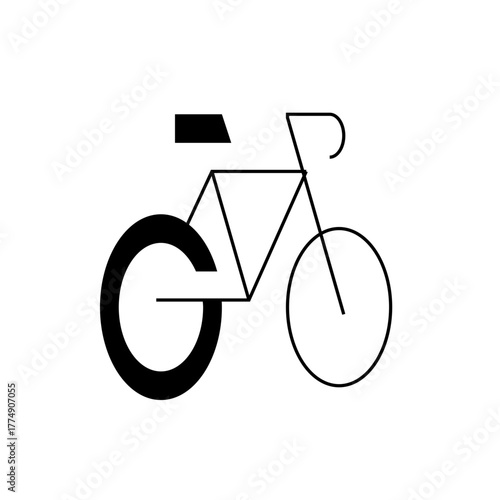 Stylized bicycle illustration with a bold letter g forming the front wheel and minimalist line art design 99 chars