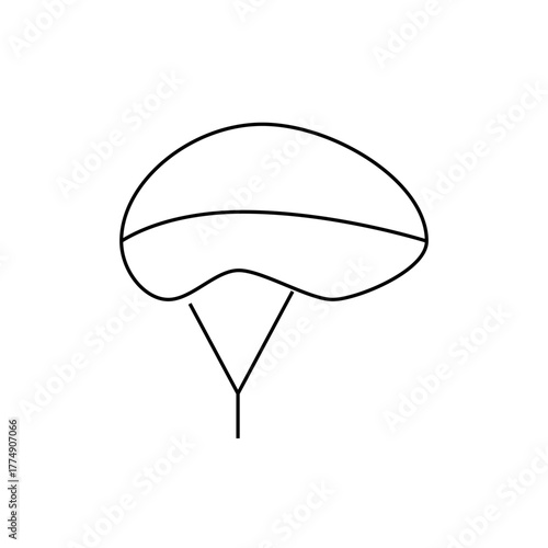 Illustration of a simple parachute with a curved canopy and suspension lines in a minimalist style design