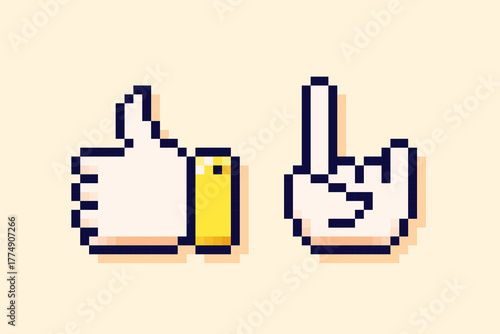 Y2K pixel art user interface gestures - cool and goat.