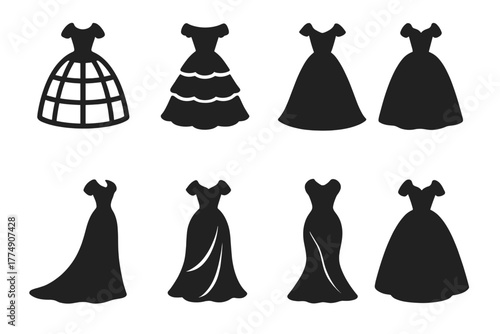 Vintage Dress Silhouettes. Solid style icons of vintage dress silhouettes: Crinoline Frame, Layered Petticoat, Flared Hem, Bell