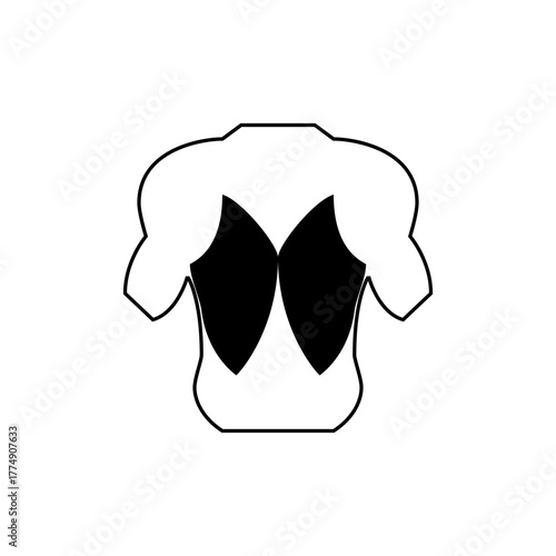 Illustration of a muscular torso with defined back muscles in black and white outline drawing style view from back