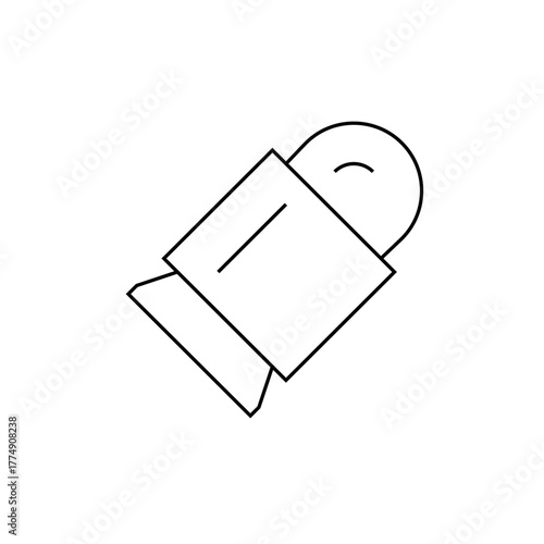 A minimalist line drawing of a deodorant stick with a cap and a rectangular body on a white background