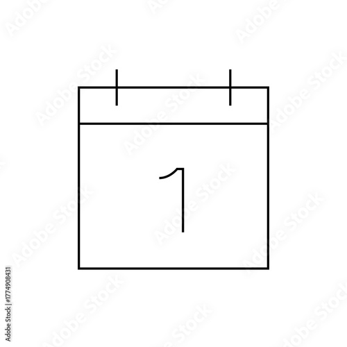 A simple black and white line drawing of a calendar icon showing the first day of the month date reminder