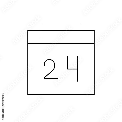 Illustration of a calendar page with the number twenty four displayed in the center in a minimalist style