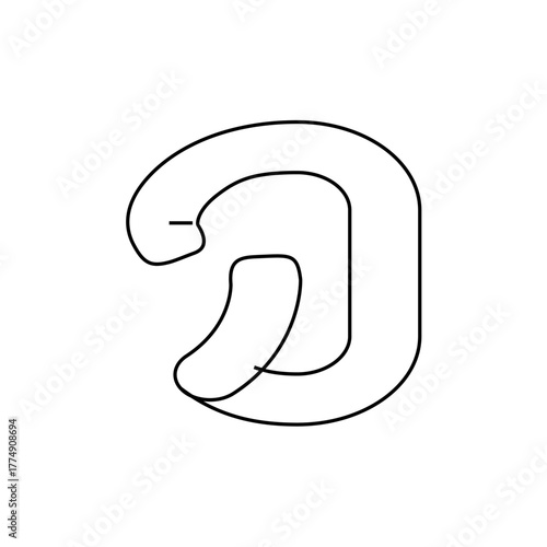 Illustration of a stylized abstract shape with rounded edges and a gap on the upper left side design element
