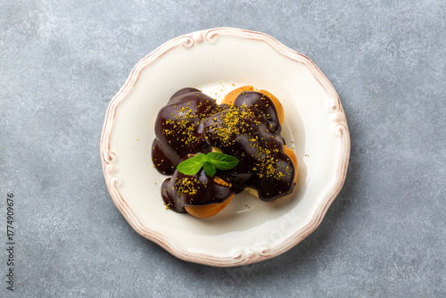Delicious profiteroles with...