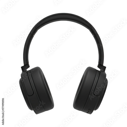 Black Over Ear Headphones with Adjustable Headband and Cushioned Earcups Displayed on a Transparent Background Modern Audio Equipment for Music and Calls