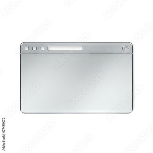 Blank Browser Window Interface On Transparent Background Minimalist Design In Silver And White Tones With Subtle Reflections And Shadows