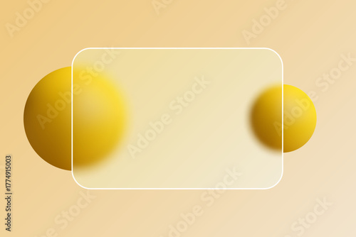 Elegant minimalistic composition with frosted glass and bright yellow spheres. Eps 10