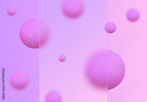 Abstract vertical composition with lilac gradient and pink spheres. Eps 10