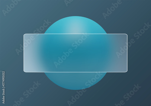 Horizontal transparent panel against a large blue-cyan sphere background. Eps 10