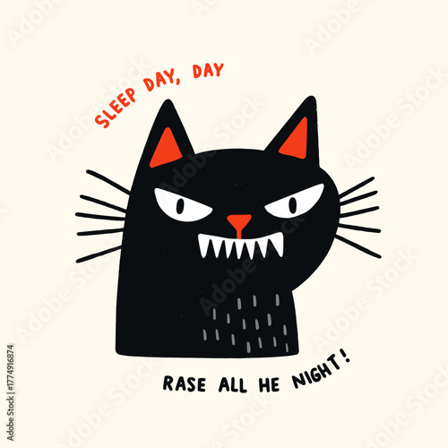 Vector illustration of a cute black cat with a playful expression, perfect for expressing affection for mischievous pets